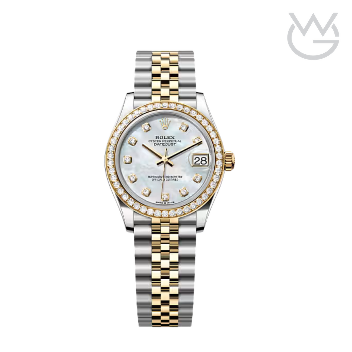 Rolex Lady-Datejust – Two Tone, White Dial & Diamond Detail - View 1