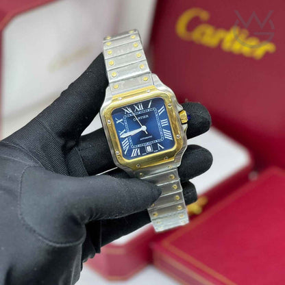 Cartier Santos de Cartier – Two-Tone Blue Dial Large