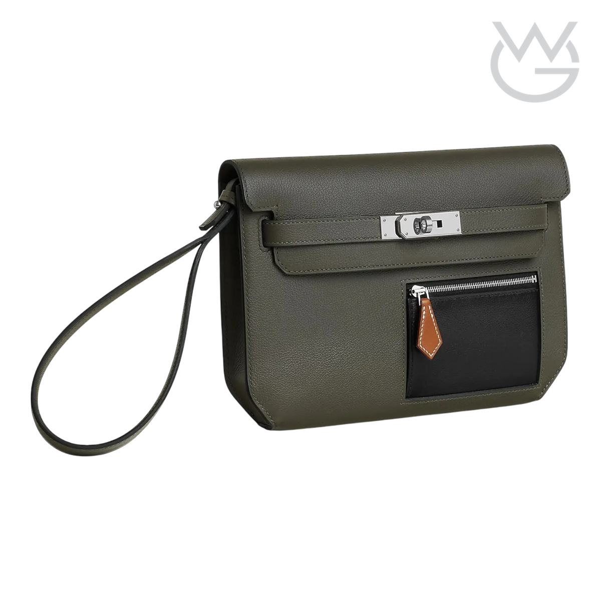 Hermès Depeche 25 Pouch – Vert-De-Gris / Noir / Fauve - View 2