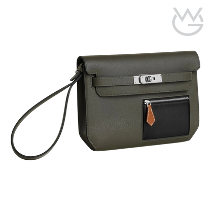 Hermès Depeche 25 Pouch – Vert-De-Gris / Noir / Fauve - View 2