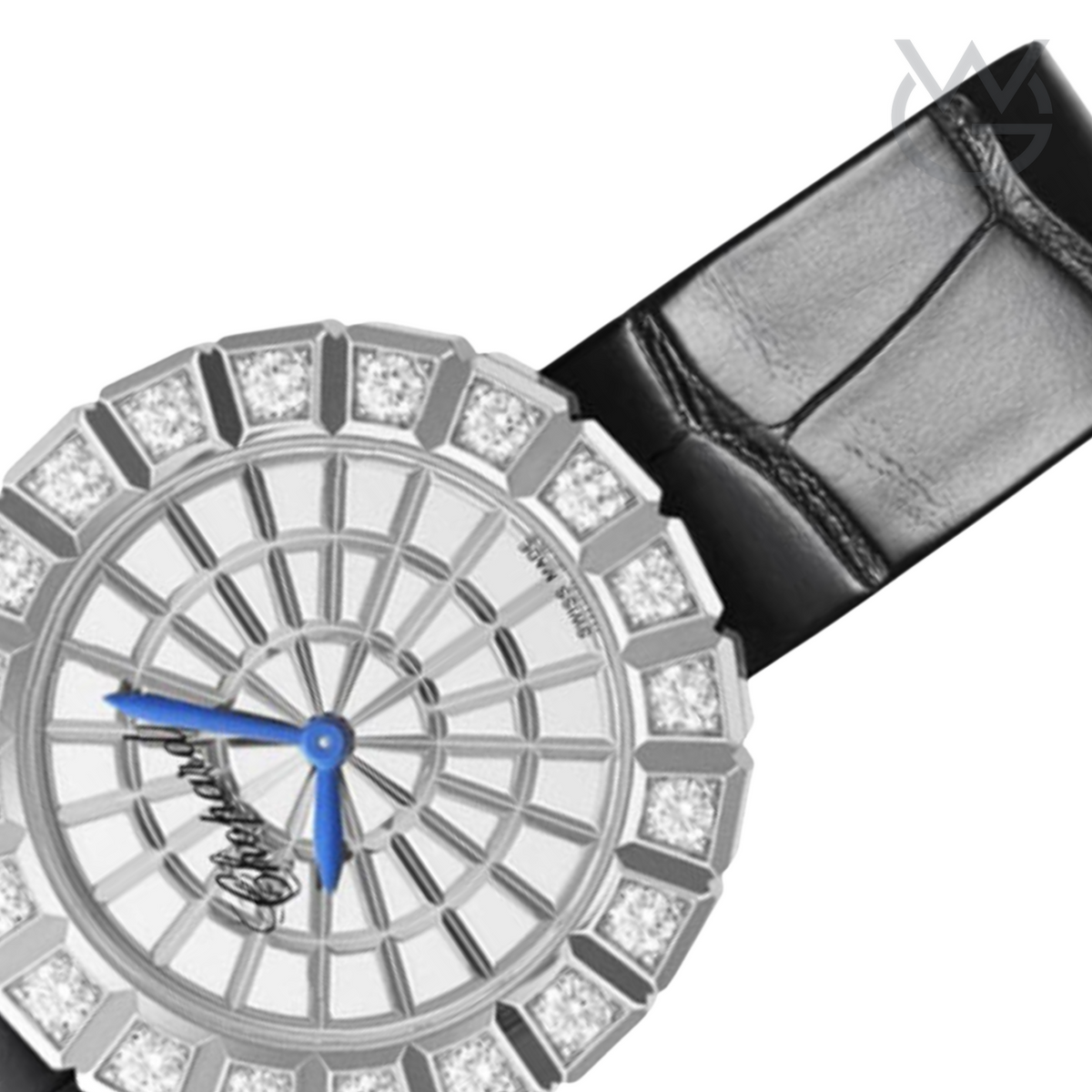 Chopard Ladies Watch – Diamond Detail & Black Leather Strap - View 4