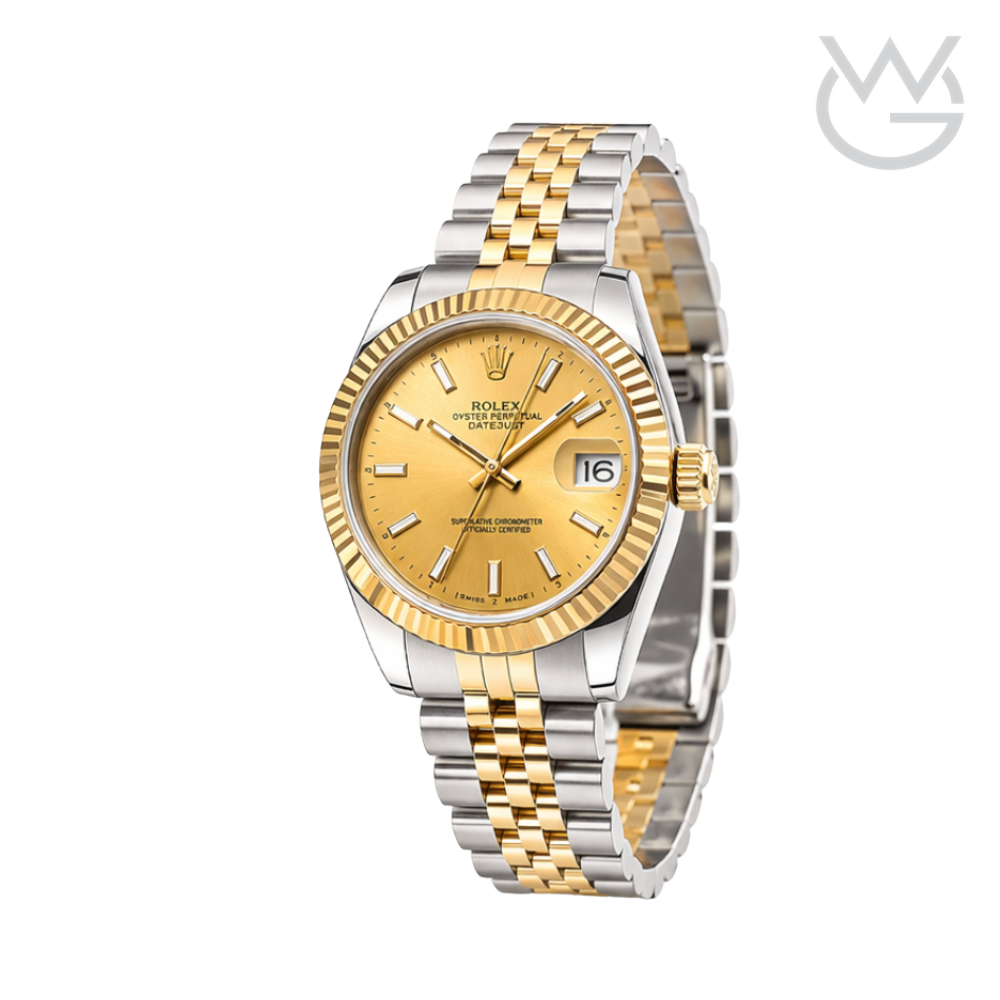 Rolex Datejust – Golden Dial Fluted Bezel
