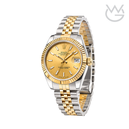 Rolex Datejust – Golden Dial Fluted Bezel