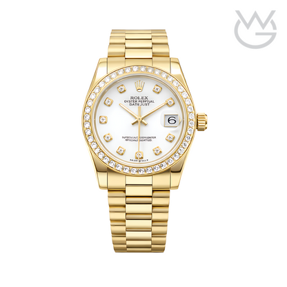 Rolex Royal Oak Yellow Gold White Diamond Dial