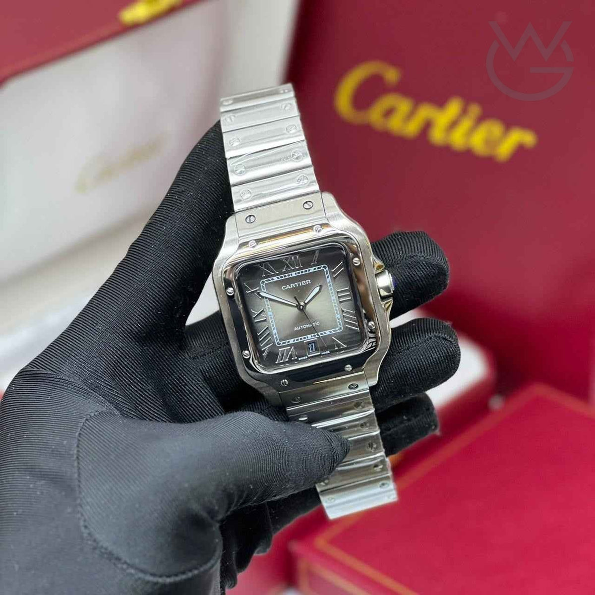 Cartier Santos de Cartier – silver & Graduated Green Dial