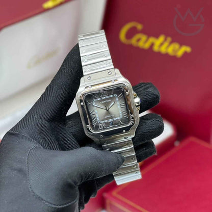 Cartier Santos de Cartier – silver & Graduated Green Dial