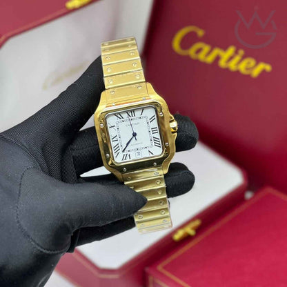 Cartier Santos de Cartier – Yellow Gold White Dial