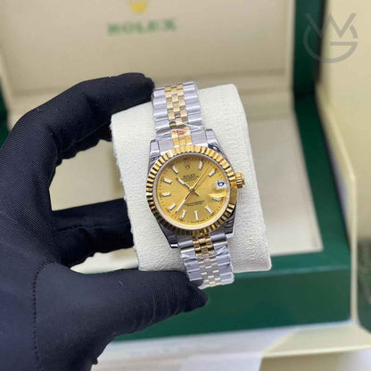 Rolex Datejust – Golden Dial Fluted Bezel