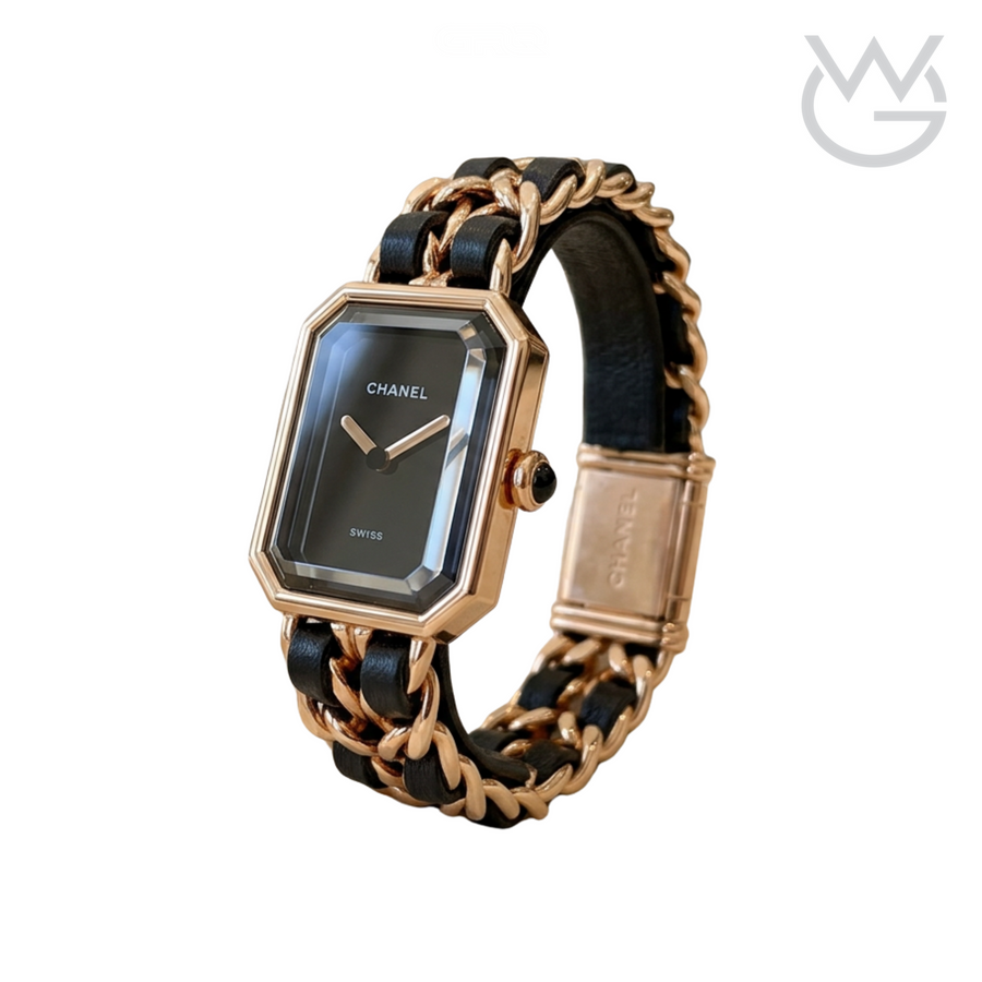Chanel Première – Édition Originale Rose Gold & Black Leather Chain