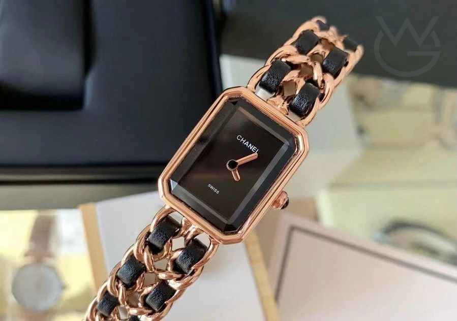 Chanel Première – Édition Originale Rose Gold & Black Leather Chain