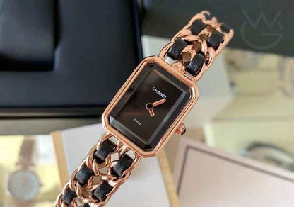 Chanel Première – Édition Originale Rose Gold & Black Leather Chain