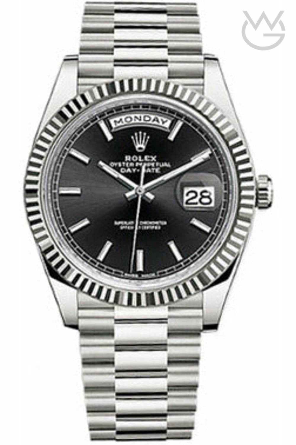 Rolex Day-Date – Black Dial Silver Steel