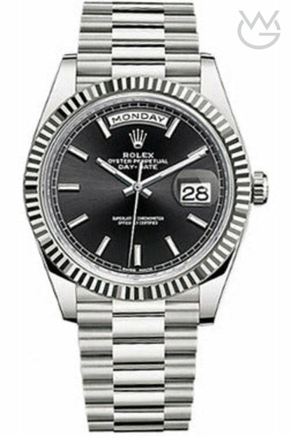 Rolex Day-Date – Black Dial Silver Steel