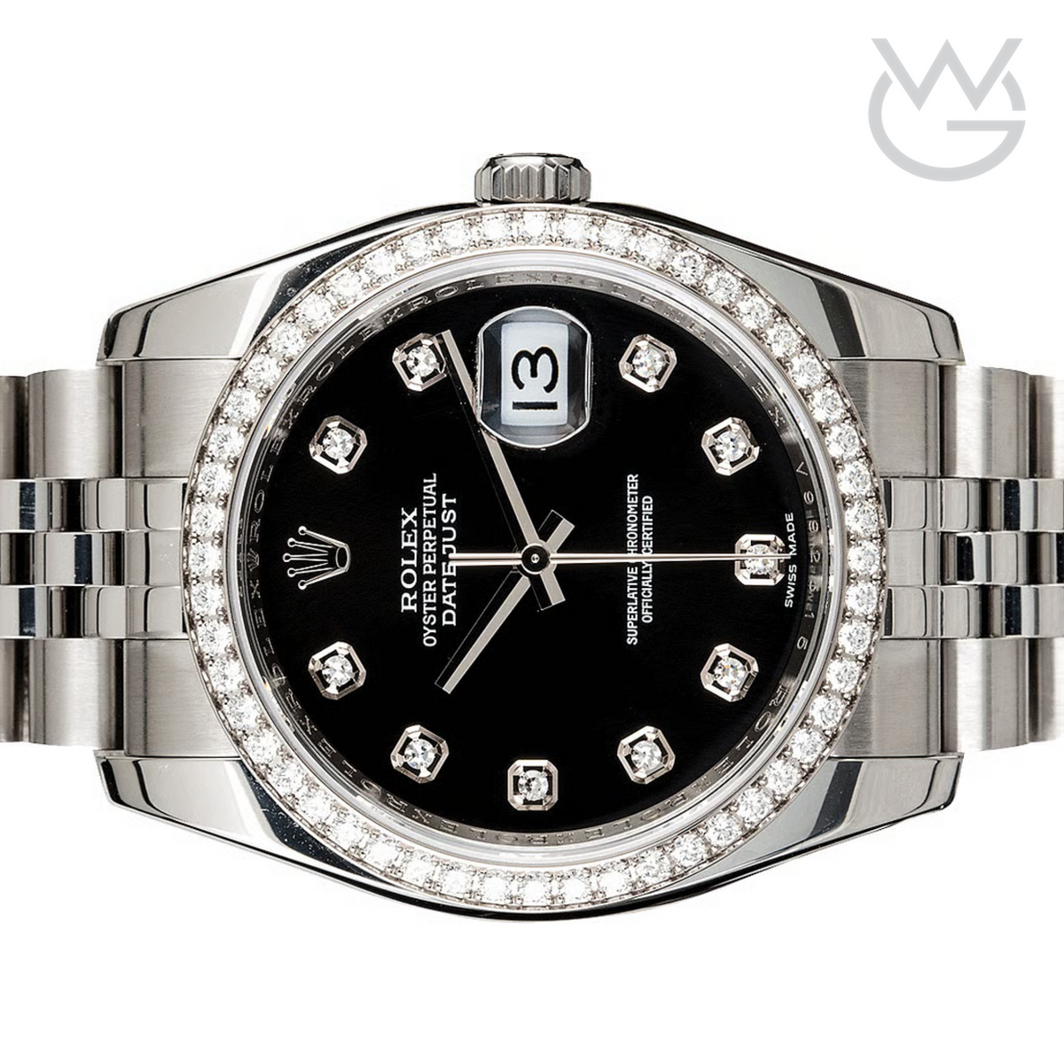 Rolex Lady-Datejust – Black Dial & Diamond Bezel - View 3