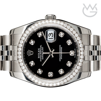 Rolex Lady-Datejust – Black Dial & Diamond Bezel - View 3