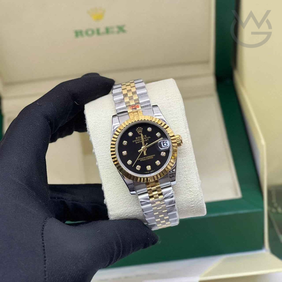 Rolex Datejust – Two-Tone Black Diamond Dial Fluted