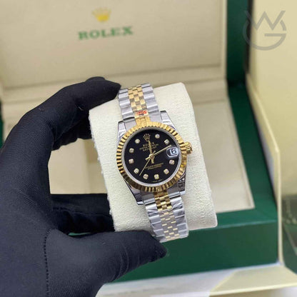 Rolex Datejust – Two-Tone Black Diamond Dial Fluted