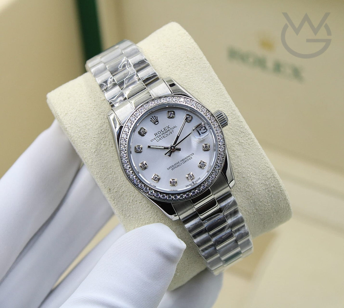 Rolex Lady-Datejust – White Dial & Diamond Detail - View 5