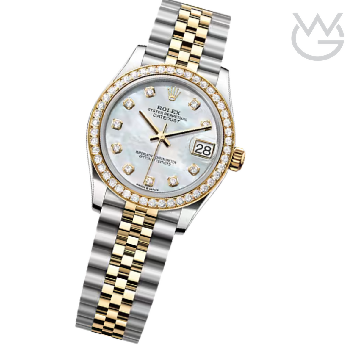 Rolex Lady-Datejust – Two Tone, White Dial & Diamond Detail - View 3