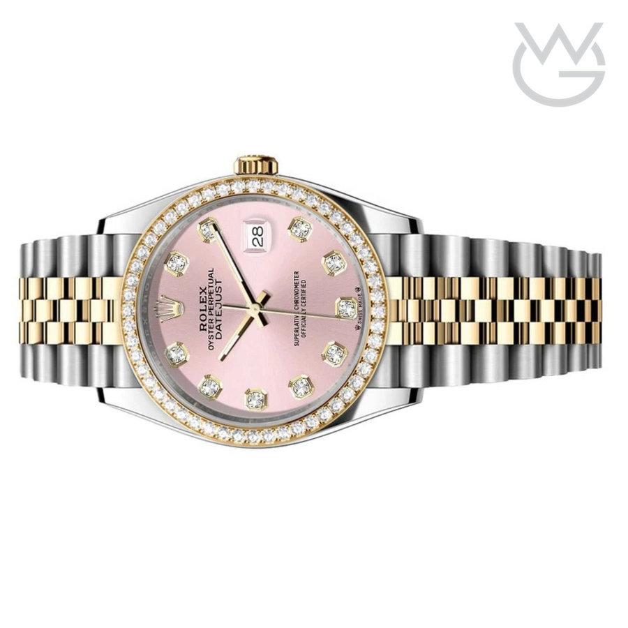 Rolex Lady-Datejust – Two Tone, Pink Dial & Diamond Detail - View 2