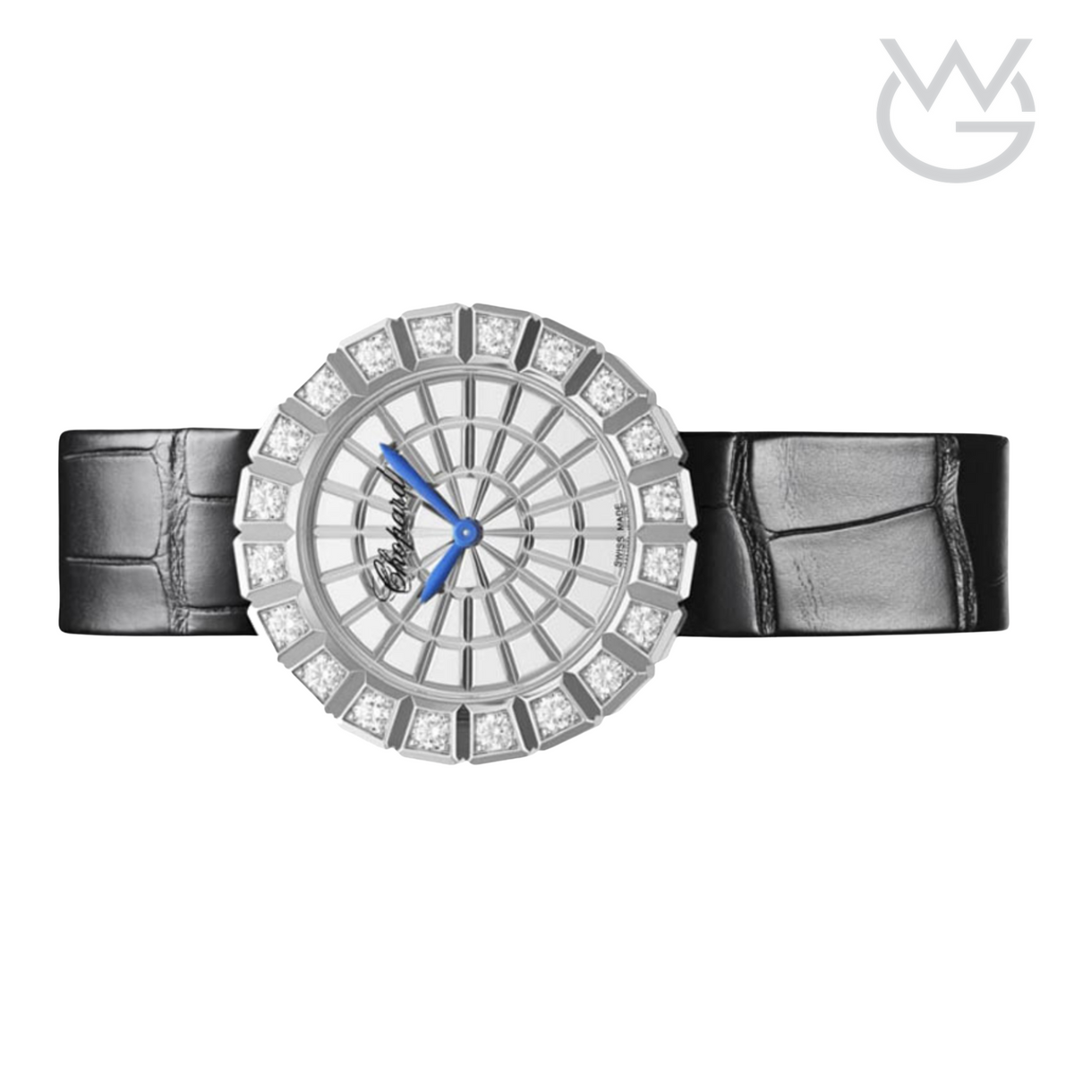 Chopard Ladies Watch – Diamond Detail & Black Leather Strap - View 2
