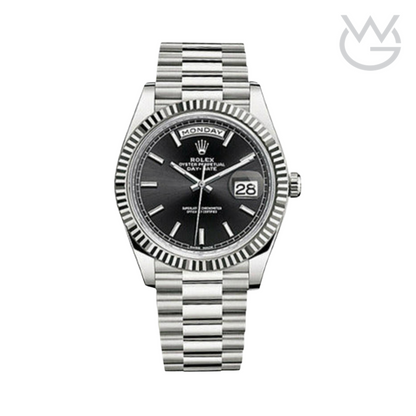 Rolex Day-Date – Black Dial Silver Steel