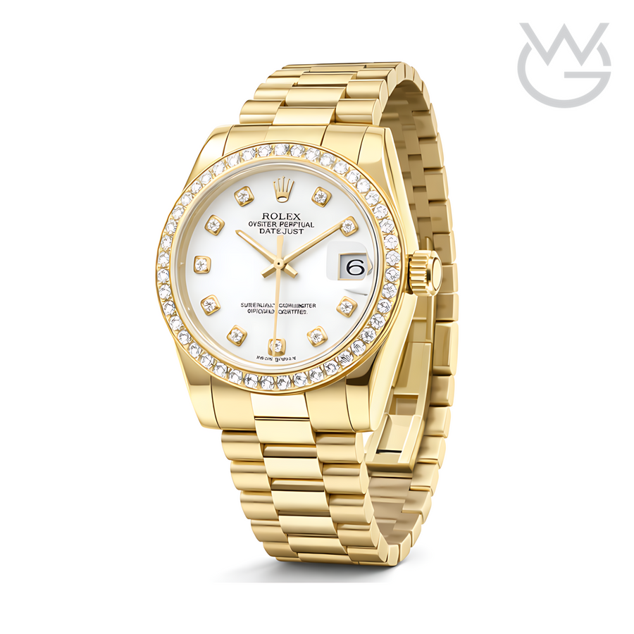 Rolex Royal Oak Yellow Gold White Diamond Dial