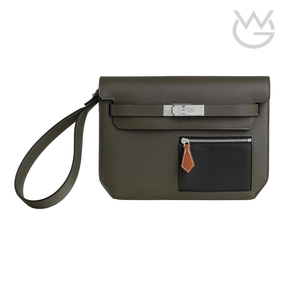 Hermès Depeche 25 Pouch – Vert-De-Gris / Noir / Fauve - View 1