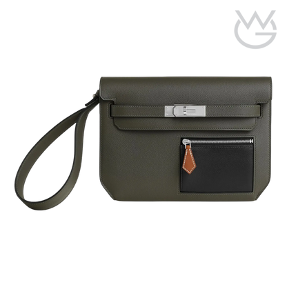 Hermès Depeche 25 Pouch – Vert-De-Gris / Noir / Fauve - View 1