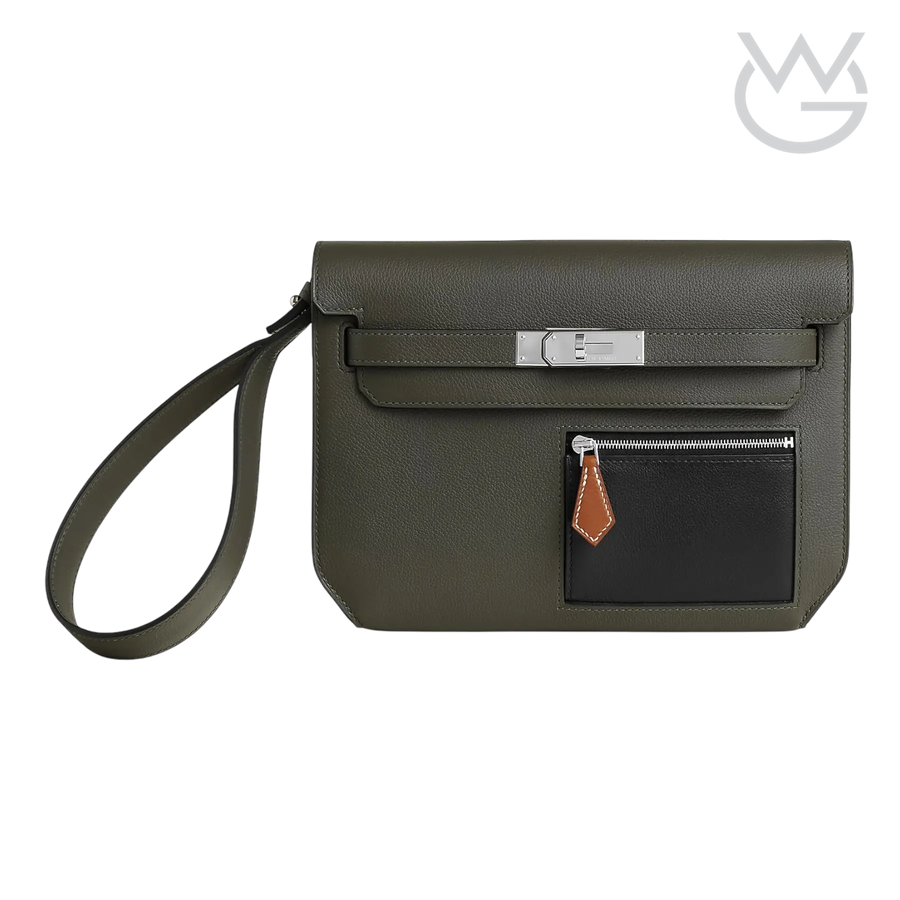 Hermès Depeche 25 Pouch – Vert-De-Gris / Noir / Fauve - View 1